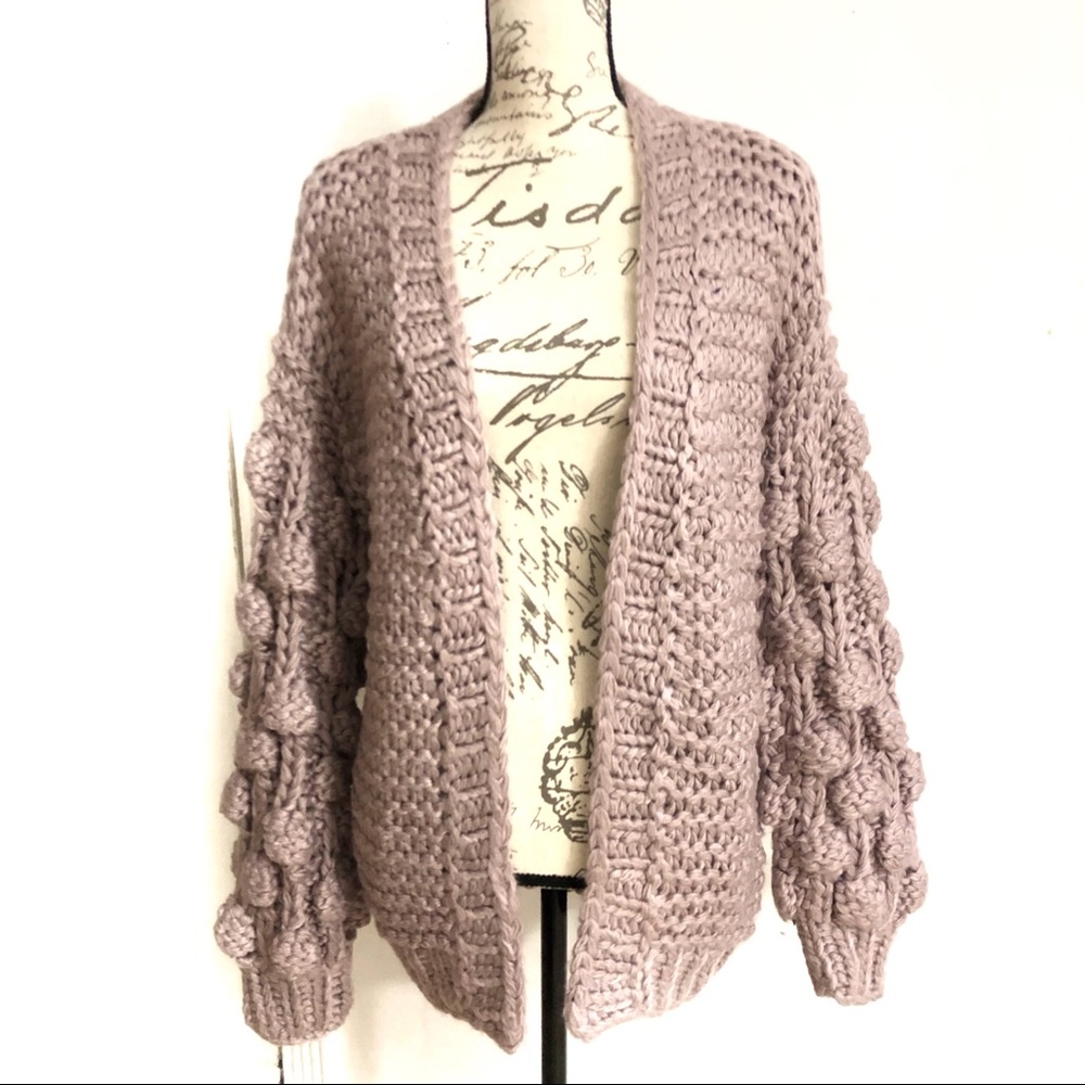 Handmade Cable Knit Chunky Open Cardigan Sweater - Picture 8 of 8